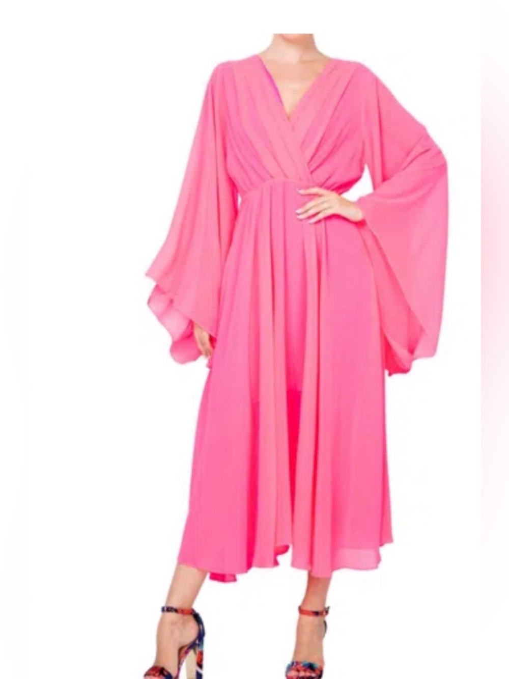 Meghan LA Sunset Midi Dress Hidden snap
